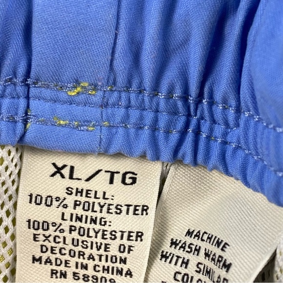 Daniel Cremieux Swim Trunks Men XL Yellow Blue Sharks Drawstring Mesh Brief 16” - Picture 2 of 11